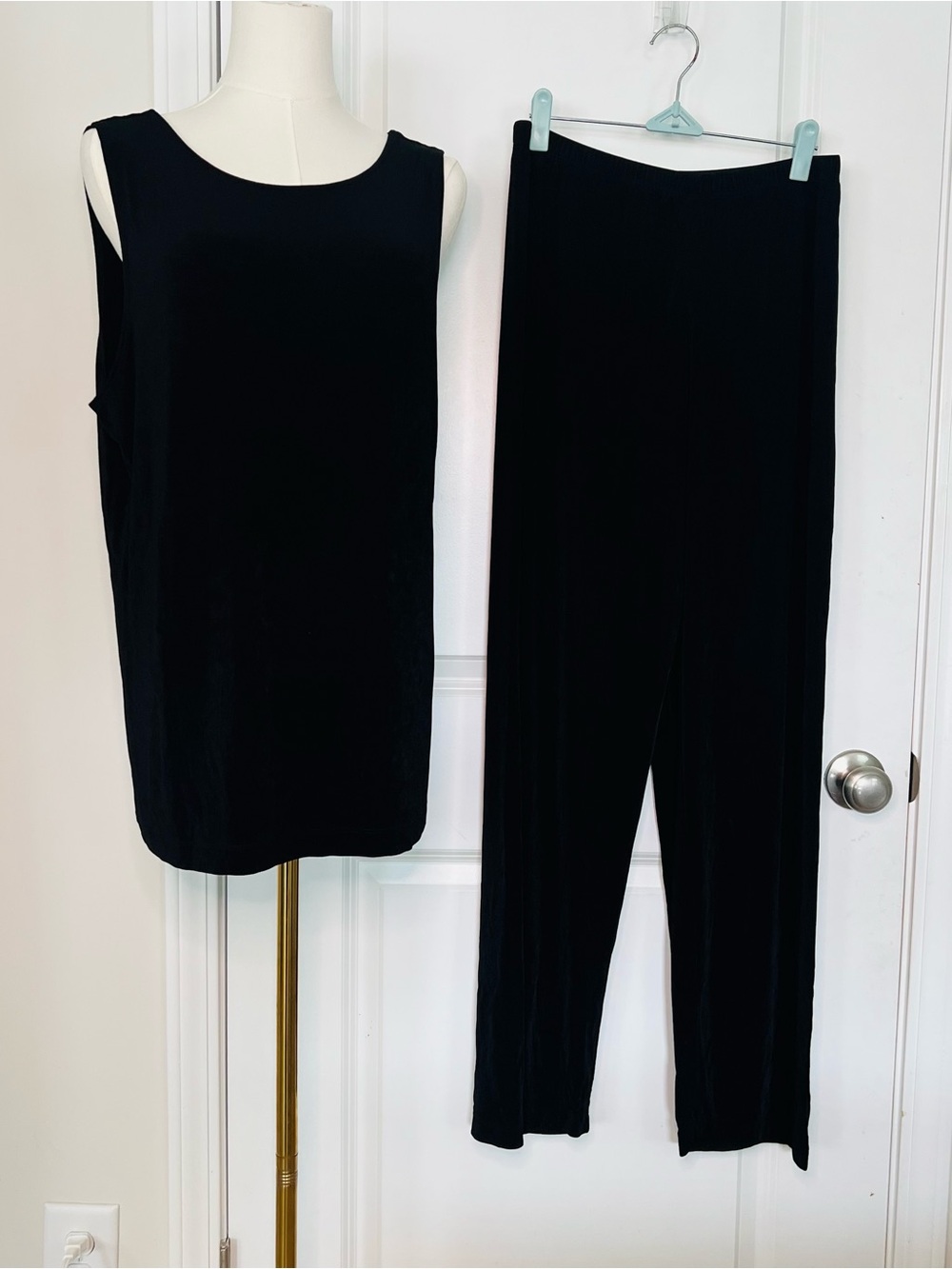 CHICOS TRAVELERS two PIECE Black Slinky Tank Top & Pants Sz 3~XL Career Casual